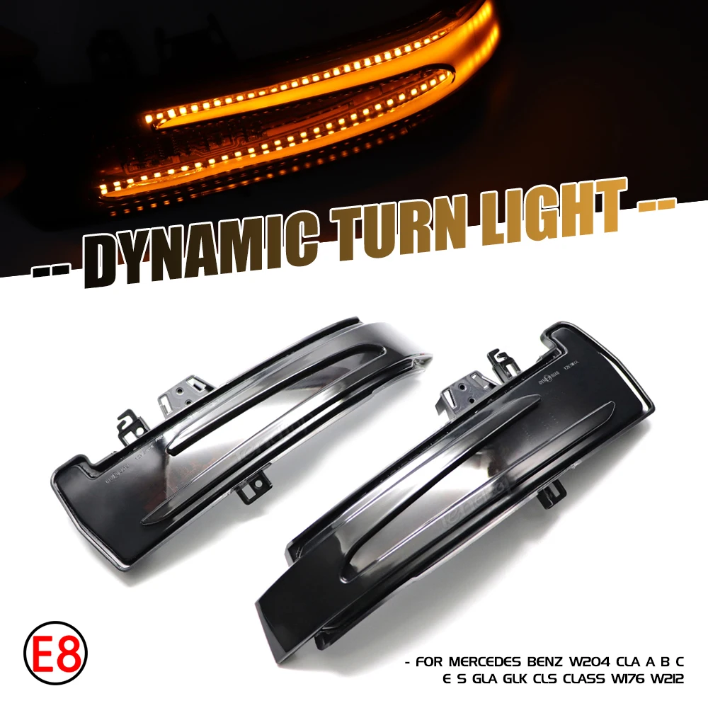 Yellow Dynamic LED Rearview Mirror Indicator Light 12V For Mercedes Benz W204 CLA A B C E S GLA GLK CLS Class W176 W212 W218