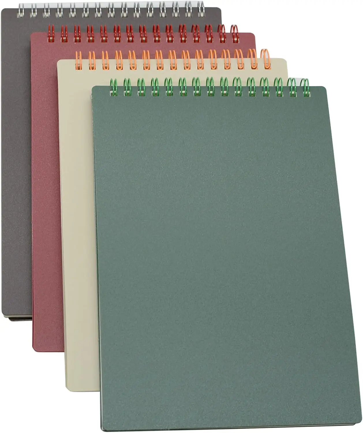 

A5 Top Bound Spiral Notebook, 4 Pack, Thick Plastic Hardcover, 80 Sheets, College Ruled, Journal for Office & School