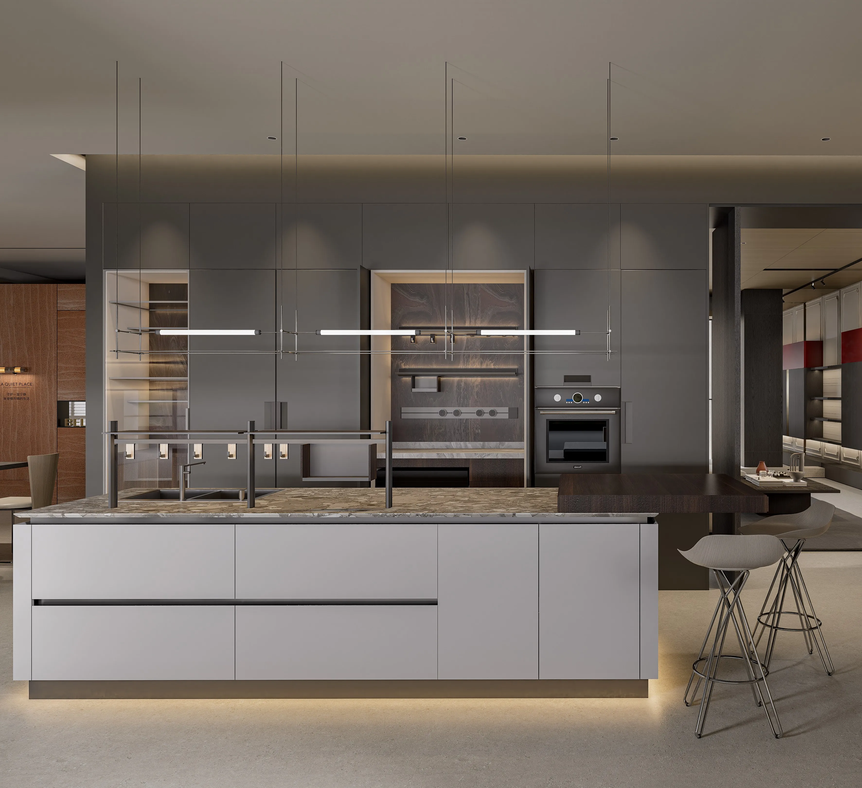 Kitchen Baking Island - # Moderne matte Backlack-Modulküchenmöbel, zweifarbige, grifflose
