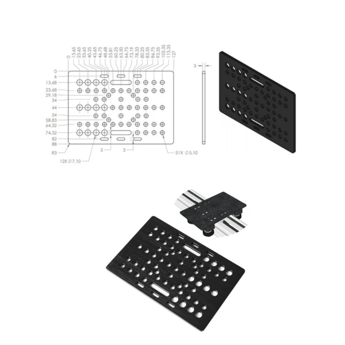 Juego de pórtico con ranura en V, placa de pórtico de 20-80mm con ruedas para perfiles de aluminio con ranura en V, enrutador CNC y pieza de impresora 3D-B
