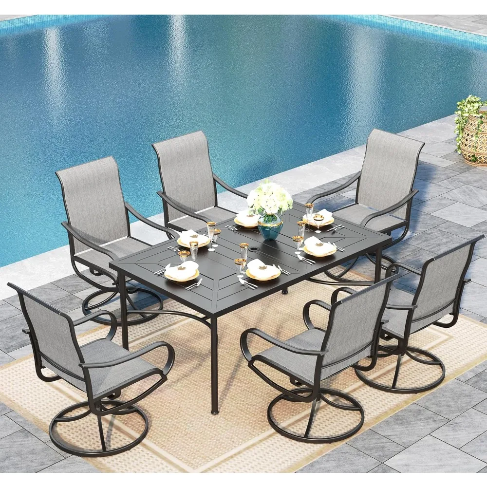 

6 x Swivel Patio Dining Chairs, Outdoor Furniture, Patio Dining Set, Outdoor Table and Chairs, 7 Pieces, Free Shipping