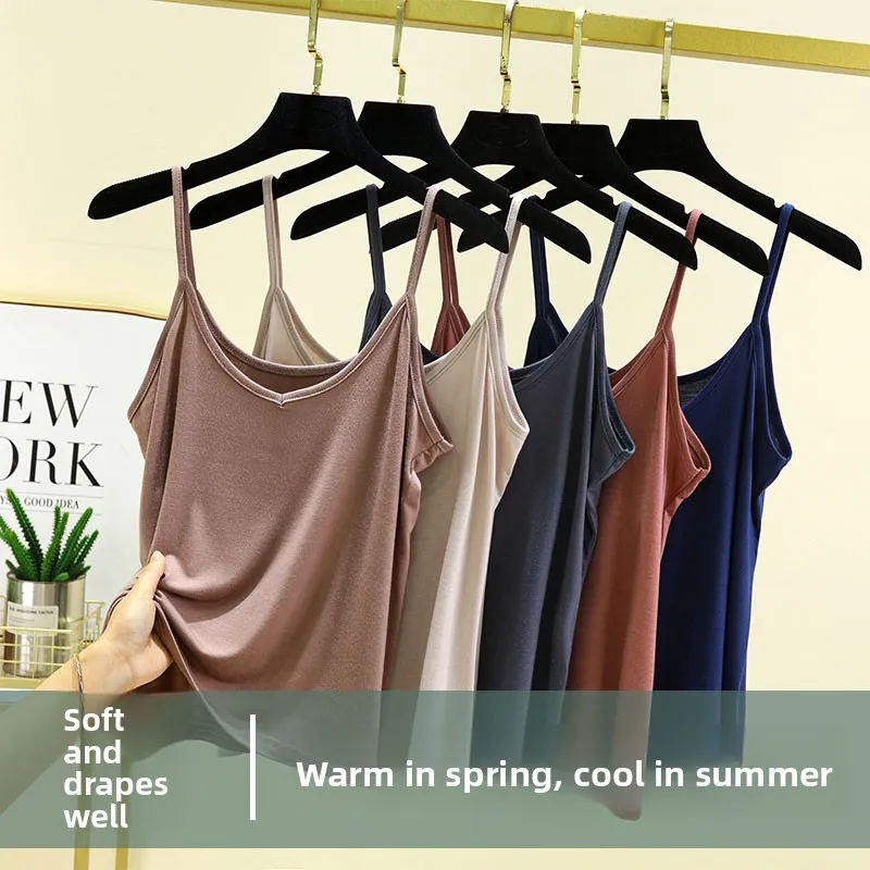 

2024 V-Neck Sleeveless Women's Tank Top Casual Thin Breathable Base Shirt Slim Fit Outerwear Modal Fabric Spring Summer