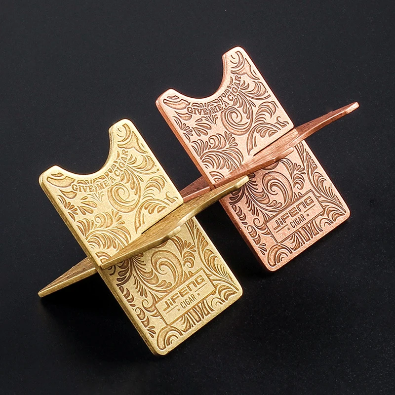 

Carved Brass Cigar Stand Stainless Steel Durable Foldable Carved Portable Cigar Gadgets Cigarette Travel Holder Gift Box Set