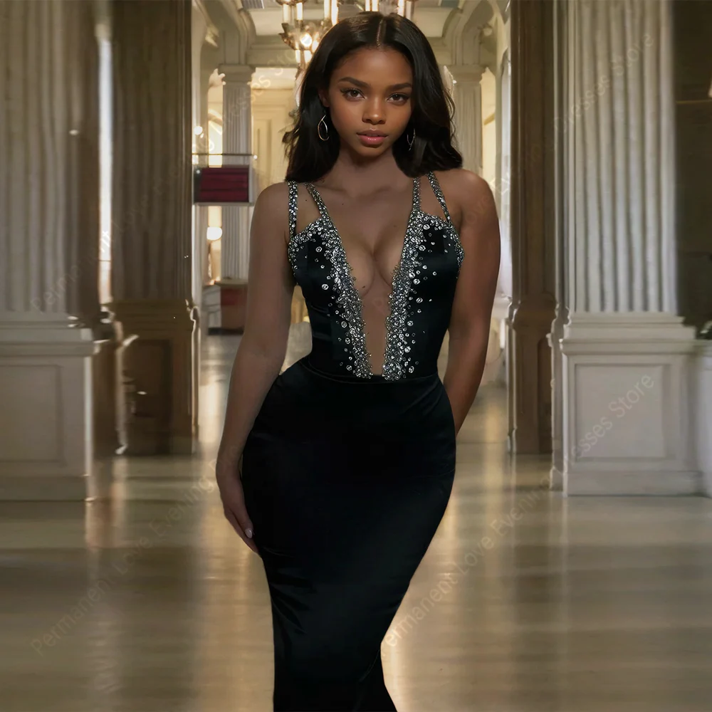 Seksowne sukienki wieczorowe z dekoltem w serek, eleganckie suknie balowe typu syrena, długie do ziemi, szyte na miarę sukienki koktajlowe, Vestidos De Noches 2025