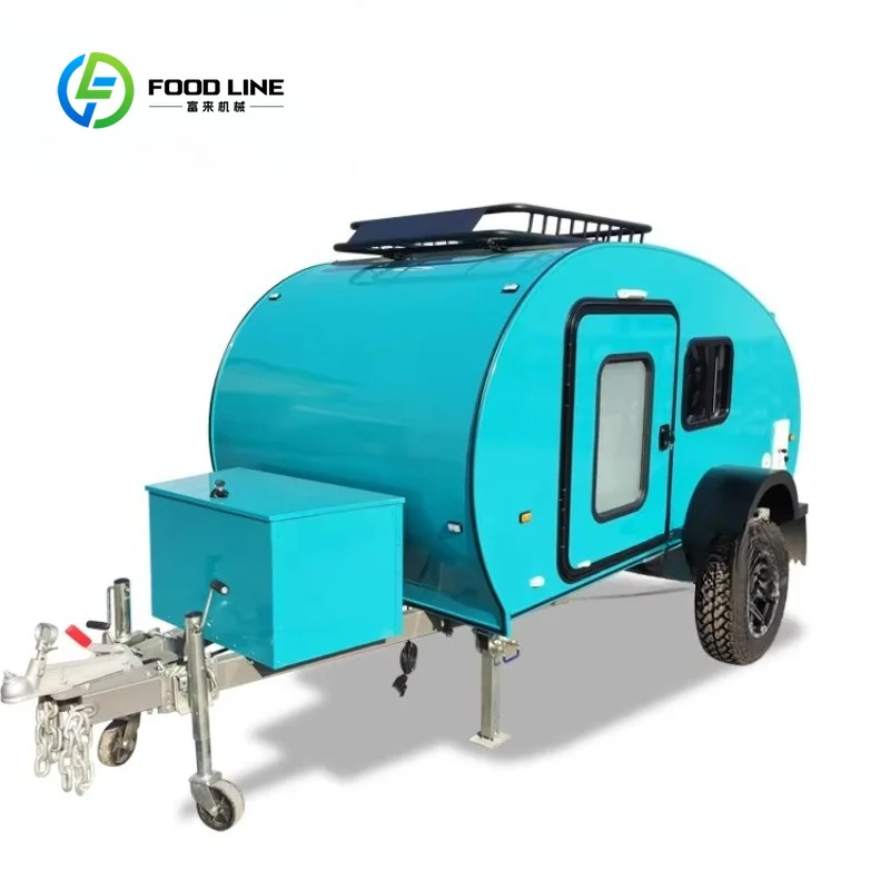 Customized Solar Off-Road Expedition Teardrop Caravan Compact Lightweight Travel Camper Trailer Built With Complete Rear Kitchen