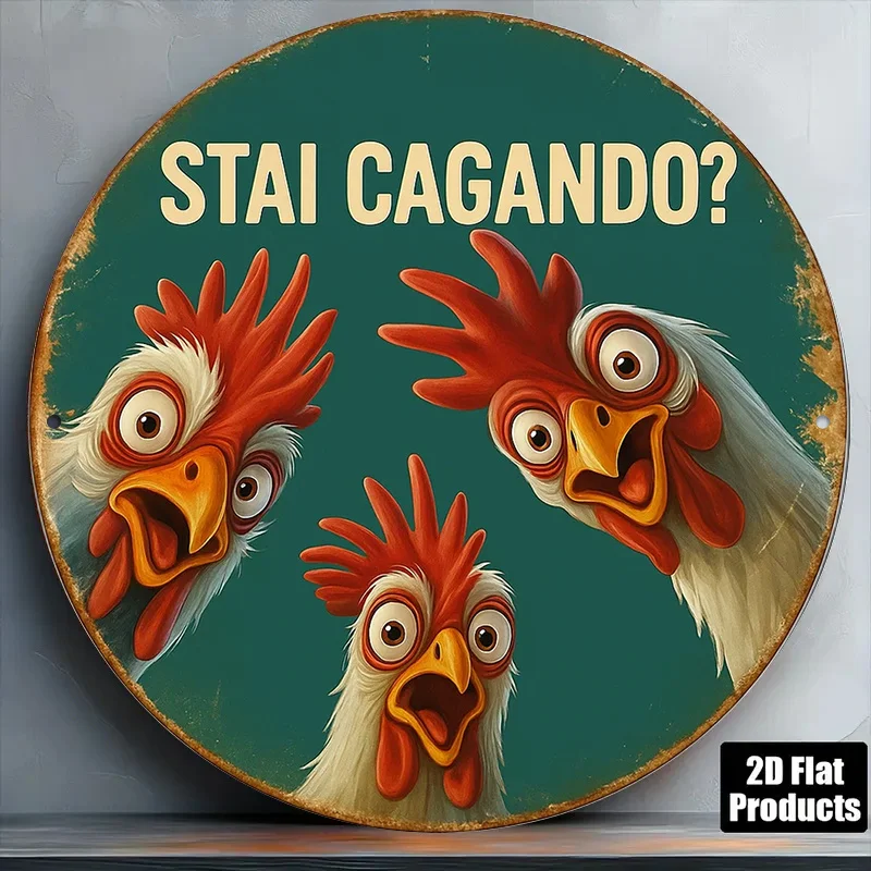 2D Flat - 1pc 2D Flat, 8.0*8.0 inch Round French Aluminum Sign, Vintage Decorative Plaque about 