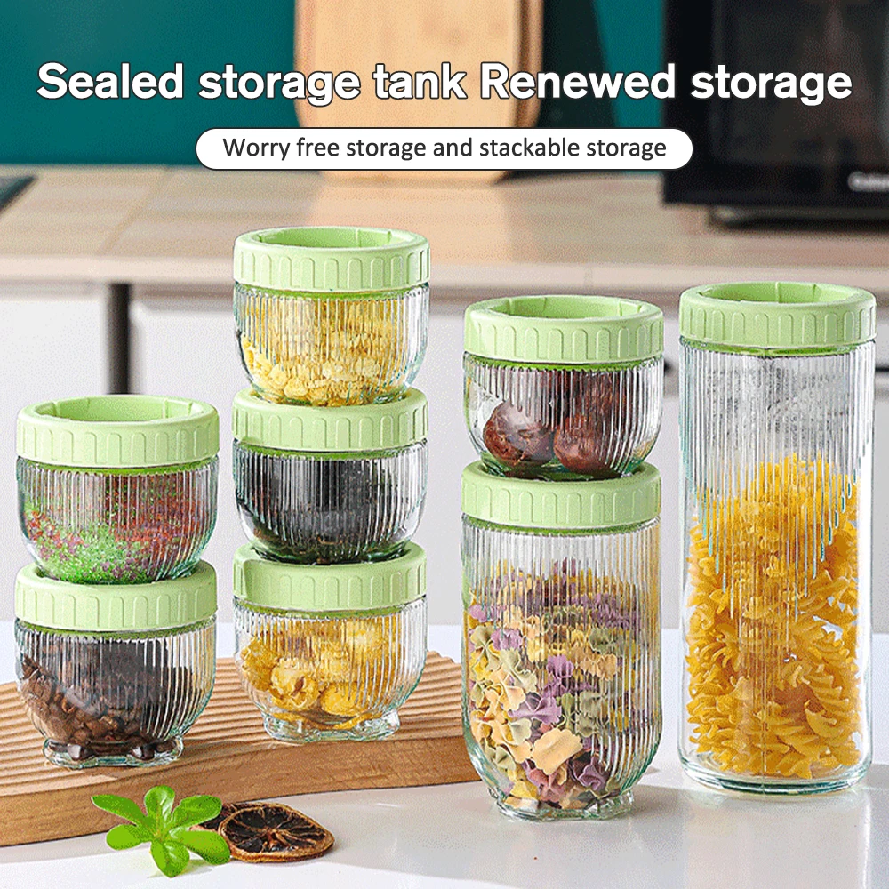 3/6pcs Sealed Storage Pots Cat Claw Dry Goods Beans Grains Sealed Jar Stacked With Portable Packaging Cans Kitchen Food Storage