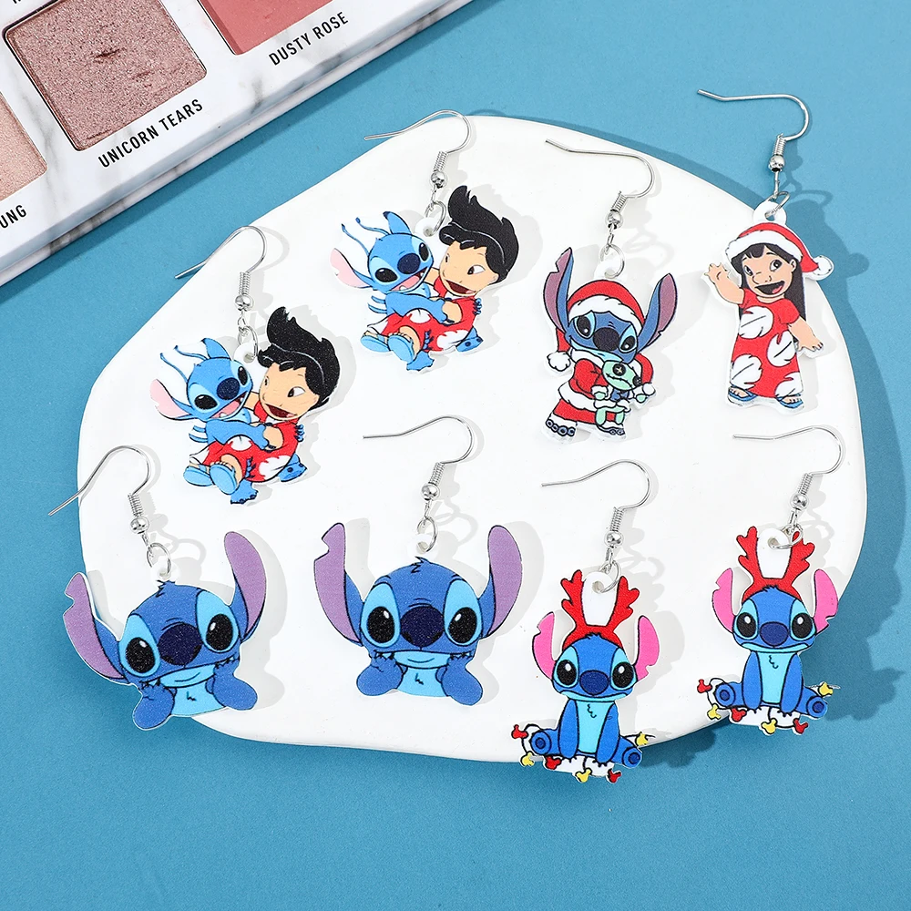 Disney Cartoon Figure Stitch Pendant Earrings Christmas Style Stitch Ear Drop for Women Girls Earrings Accessories