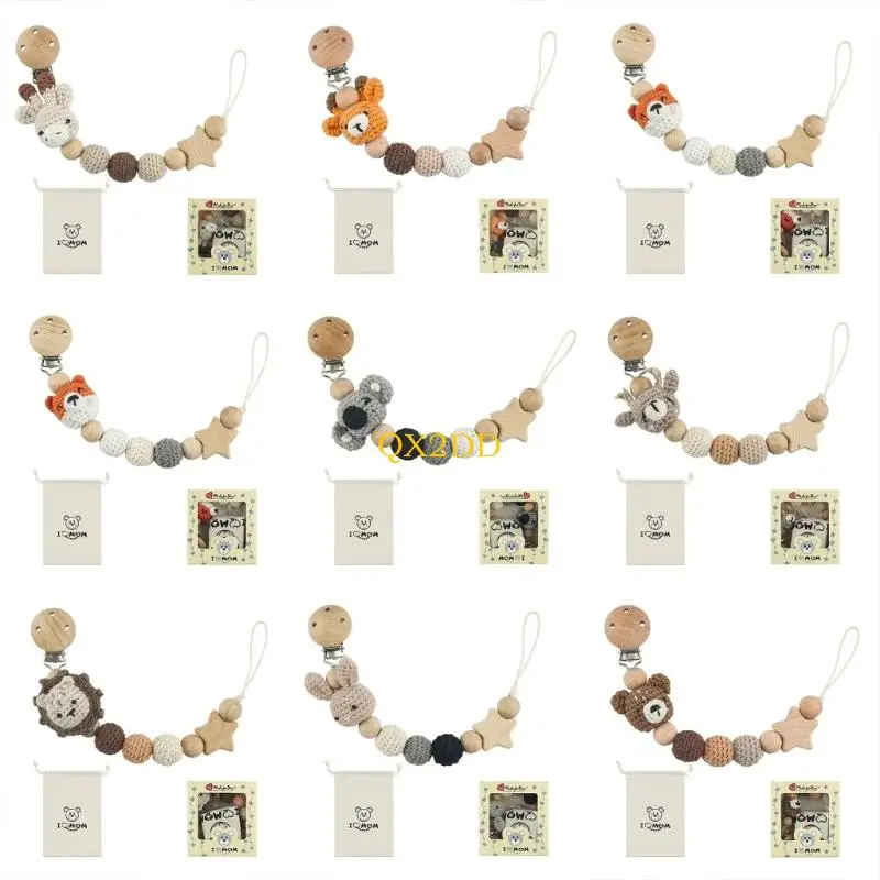 QX2D Pacifier Clip Chain for Baby Safe Infants Soothing Toy Lanyard Nipple Holder Rope Prevent Loss and Contamination