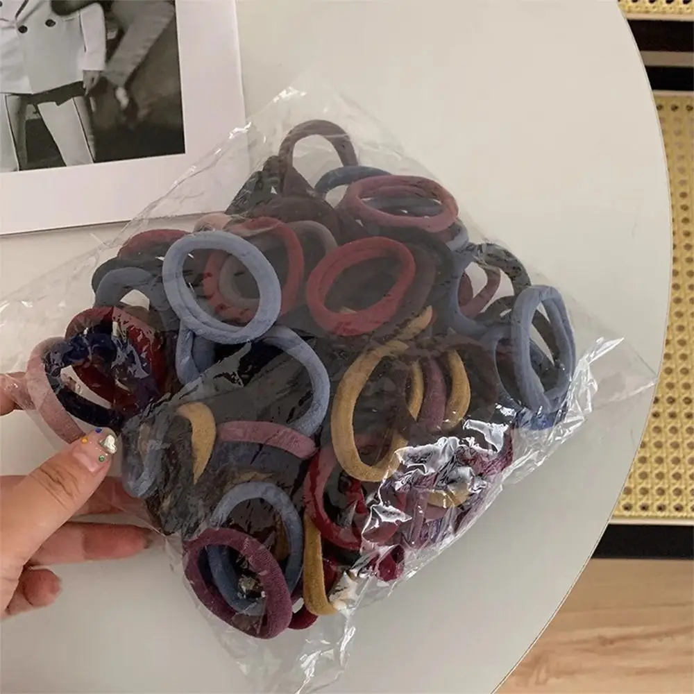 

High Elasticity Nylon Elastic Hair Ties Basic Morandi Color Ponytail Holders 200Pcs Pack Hair Accessories Set