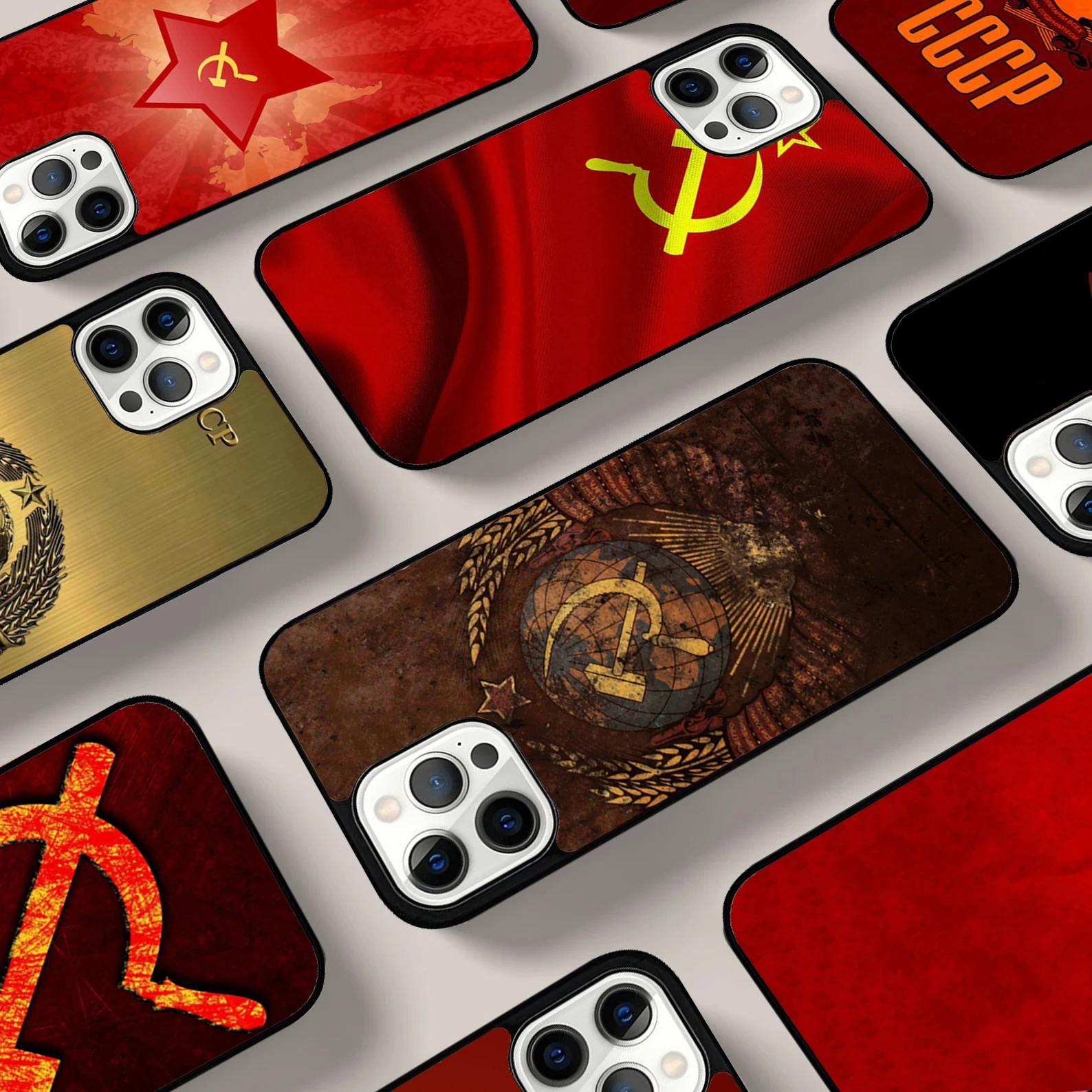 Russia Soviet Emblem Flag Phone Case For iPhone 17 Air 16 15 14 13 12 11 Pro Max Max Plus Bumper Case Cover