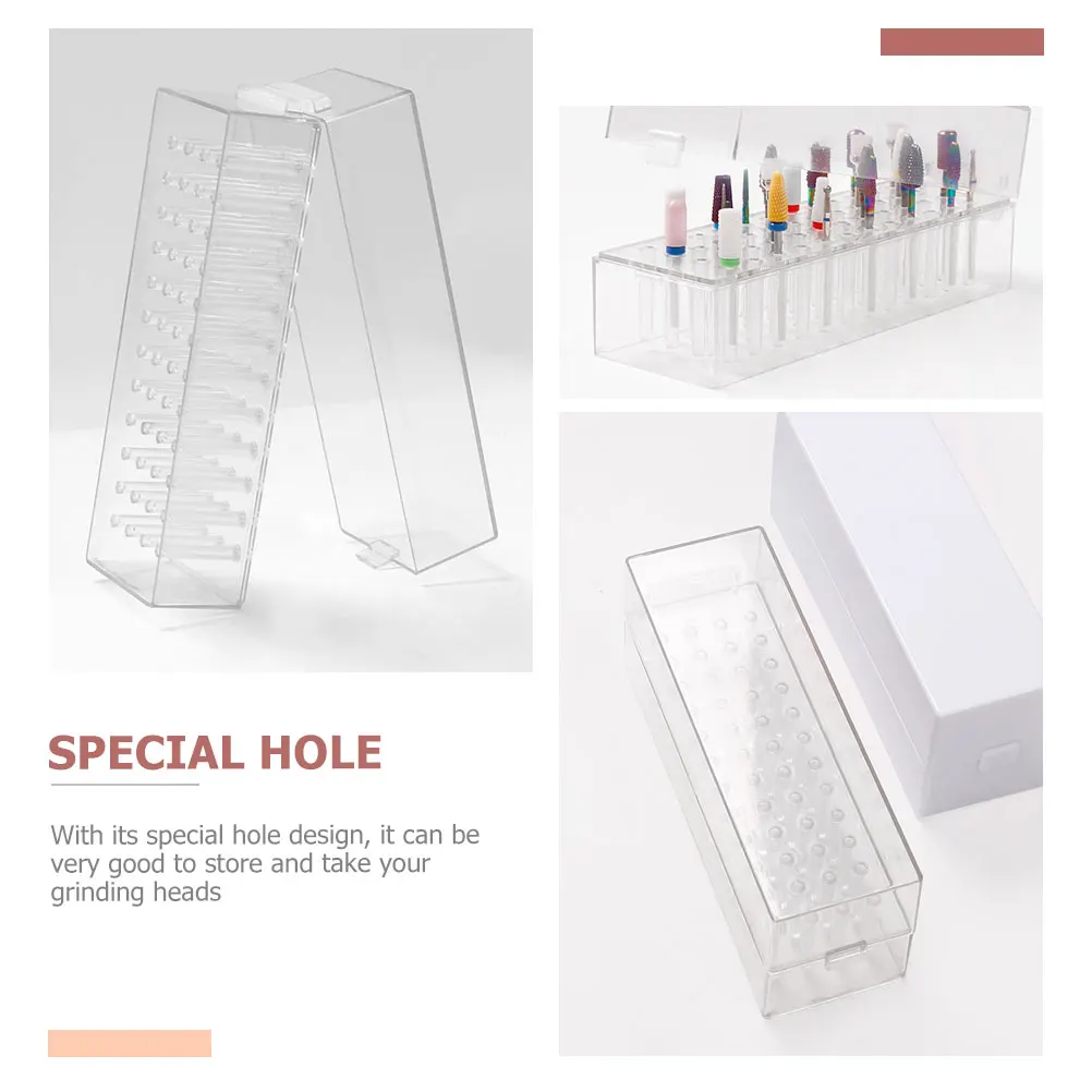 Caja de almacenamiento para cabezal de molienda, soporte para brocas de uñas, estuche portátil para brocas de manicura, contenedor a prueba de polvo, organizador de accesorios de salón