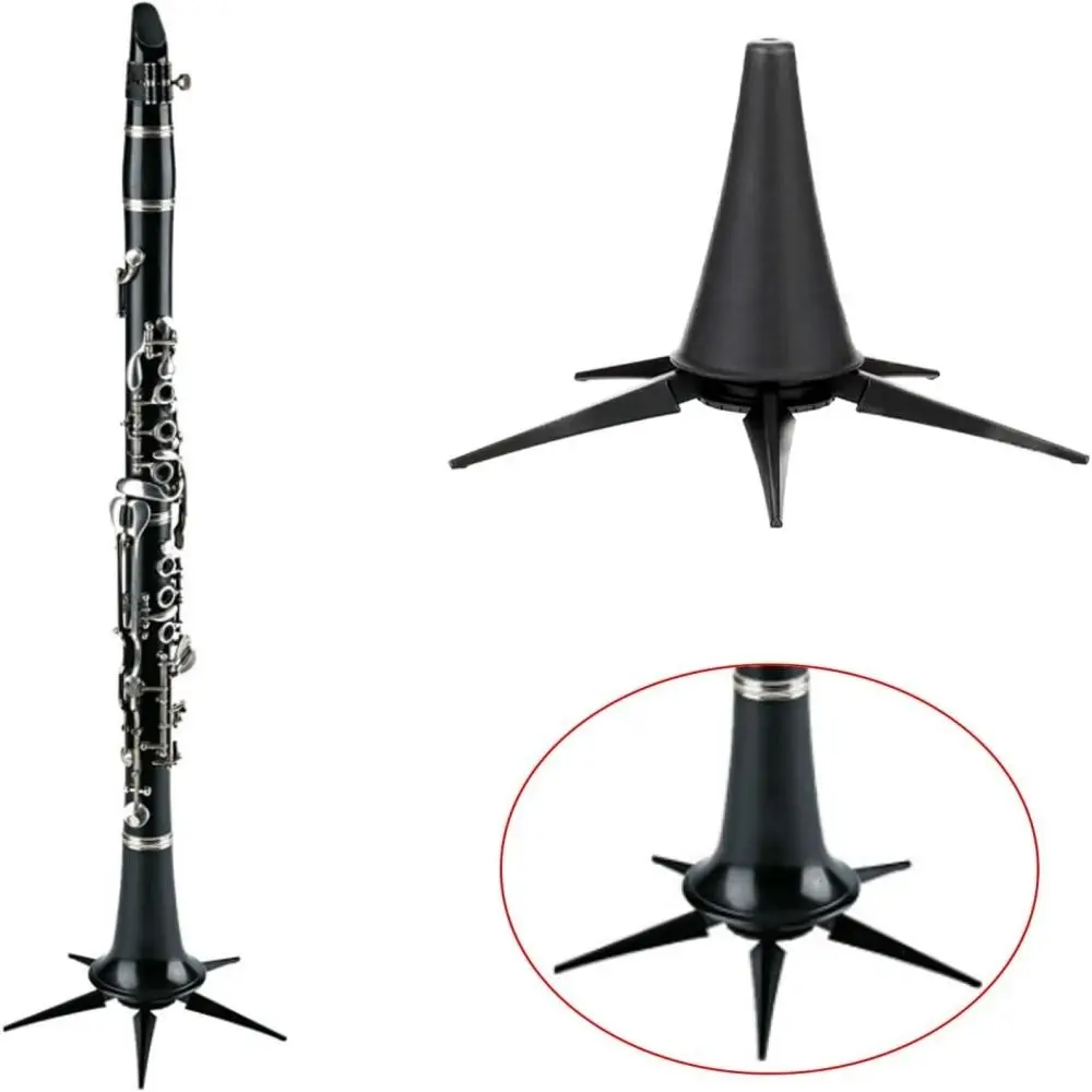 Detachable Foldable Clarinet Stand Holder Five Foot Brace Black Clarinet Support Non-Slip 5-Leg Clarinet Bracket For Oboe