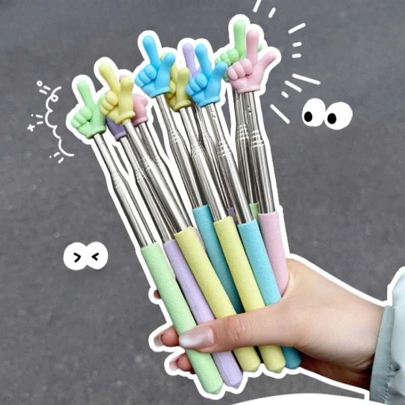 1/6pcs Telescopic Pointer Stick, Silicone Hand Tip Retractable Teaching Pointer for Classroom
