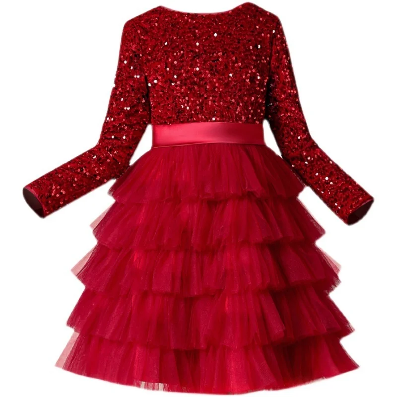 عيد ميلاد الأطفال Dr Long Sve Host Cretition Princ تول تنورة كعكة تنورة القطن مزيج النسيج المحملة ألياف خلات #5