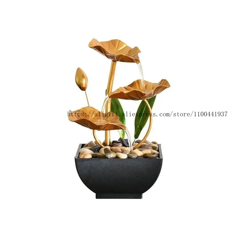 Home Wrought Iron Flowing Water Fountain Office Desktop Flowing Water Ornaments Creative Home Decorations Traditional Fengshui