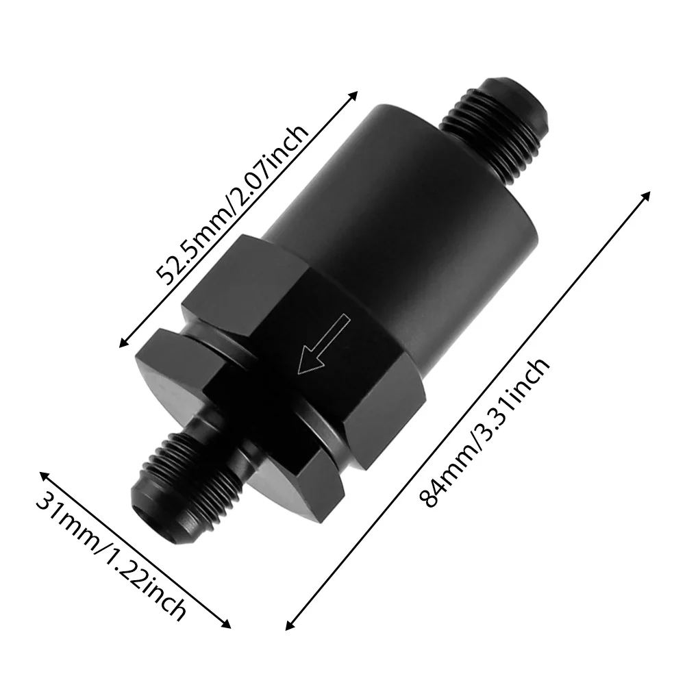 AN6 Inline Fuel Filter 6AN Billet Aluminum Fitting for EFI Carburetor Systems High Pressure Fuel Line Filter Black Anodized