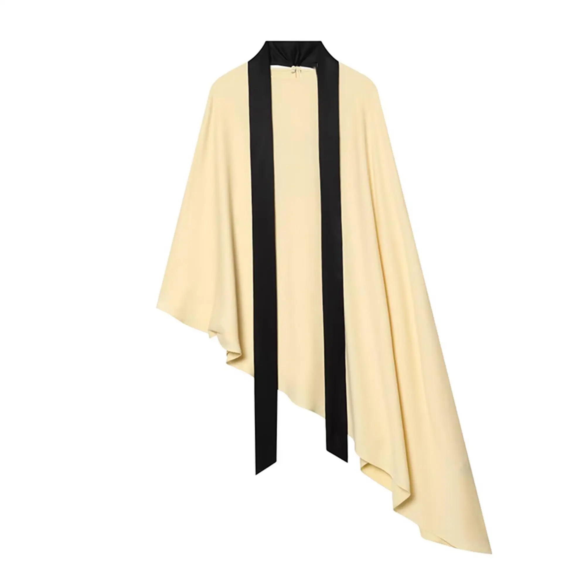 Damen Unregelmäßige Hemden Einfarbig Locker Geschnitten mit Schal-Dekoration Streetwear Tops Sommer Umhang Schal Mode Elegant Sommer Neu 2026 – Detail 2