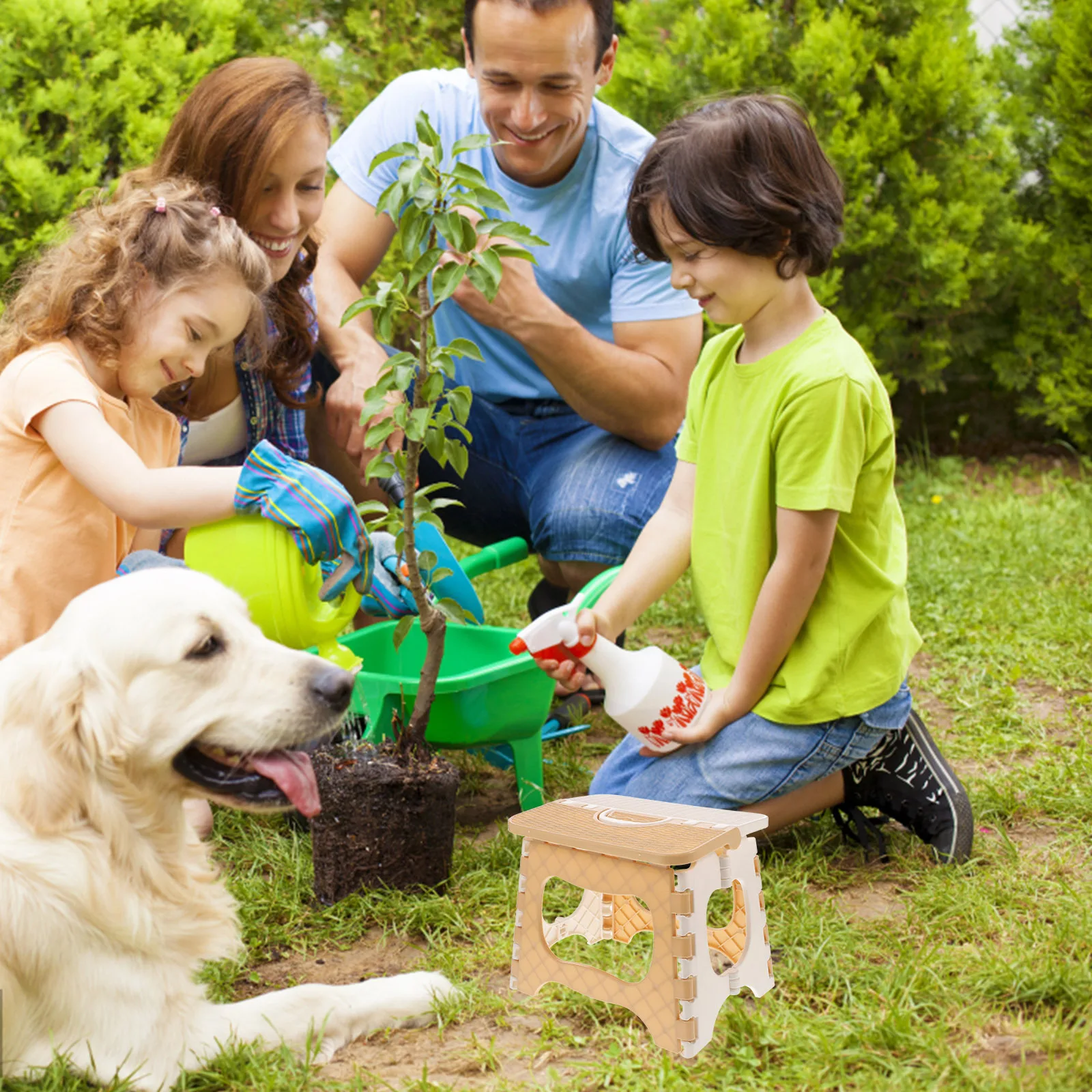 مقعد بلاستيكي كبير قابل للطي باللون البيج قابل للطي ومحمول للحمام مع مقبض وسطح غير قابل للانزلاق وسهل الحمل #4