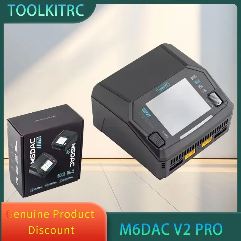 

ToolkitRC M6DAC V2 Pro Dual Channel AC 200W/300W DC 400WX2 Smart Lipo Battery Charger for 1-6S LiHV Lipo Battery PD 65W