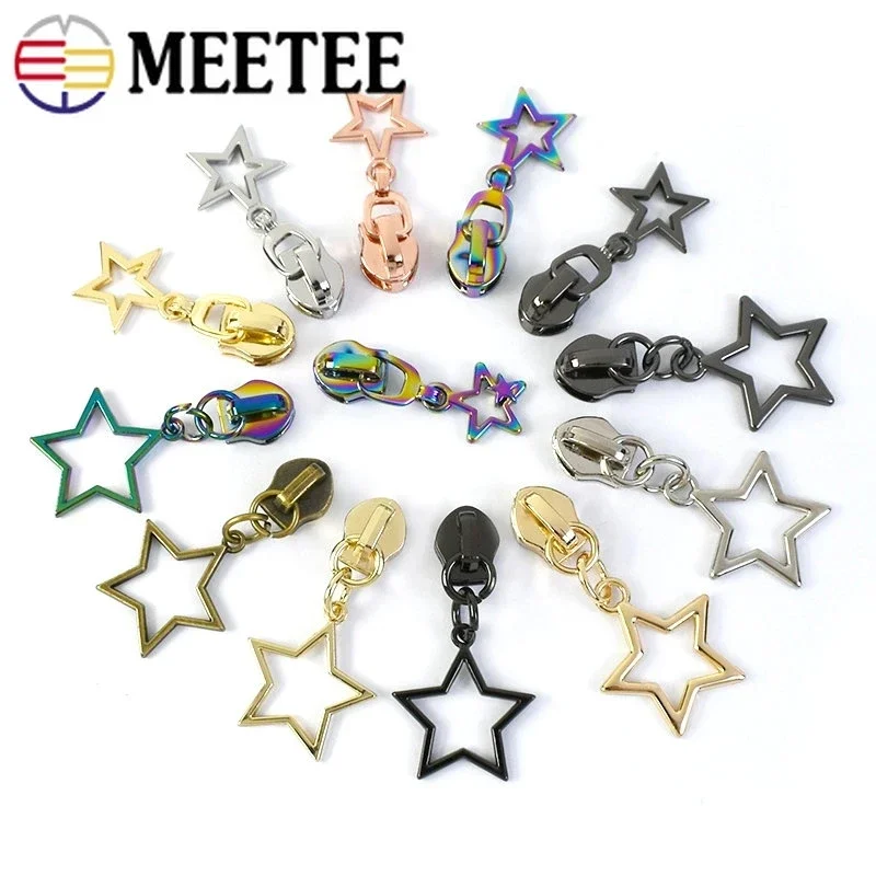 10/30Pcs 5# Meetee Zipper Sliders for Nylon Zippers Bags Purse Zip Puller Head Repair Kit DIY Garment Tailor Sewing Accessories