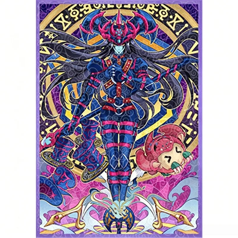 50pcs/set Yu-Gi-Oh! Magician of Black Chaos Glass Painted Laser Flash Card Sleeve Griffoh TCG Game Card Protective Sleeve Toys