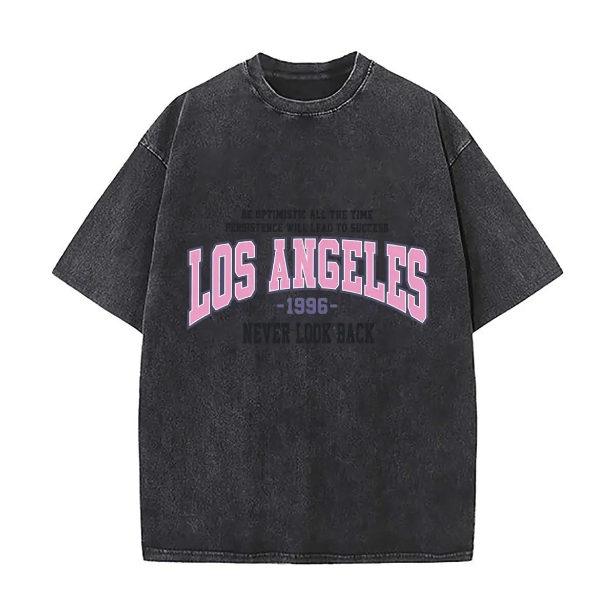 Los Angeles 1996, soyez optimiste, ne regardez jamais en arrière, t-shirt ample à manches courtes, style streetwear, hip-hop.