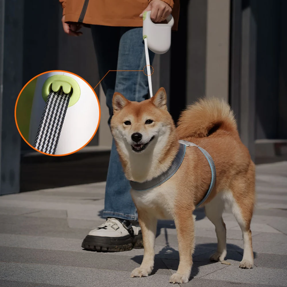 Retractable Dog Leashes Pet Walking Leash With High Density Woven Rope W-shaped Rope Outlet Reflective Stripe Leash Small Dog