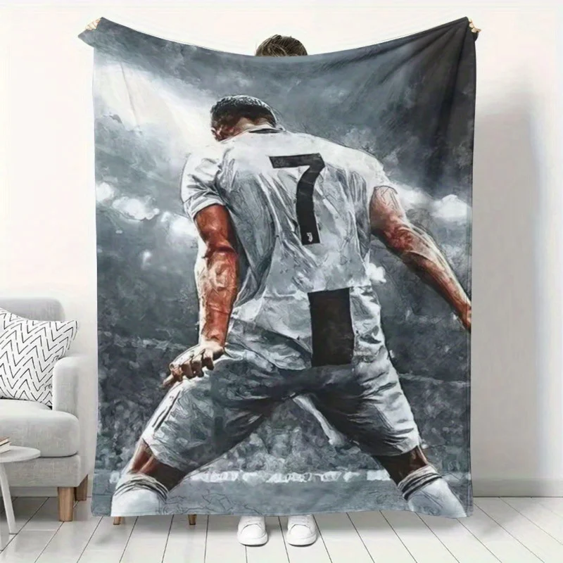 

Football-Themed Player #7 Print Throw Blanket - Ideal Gift for Sports Fans, Cozy Lightweight Flannel, Perfect for Sofa, Bed
