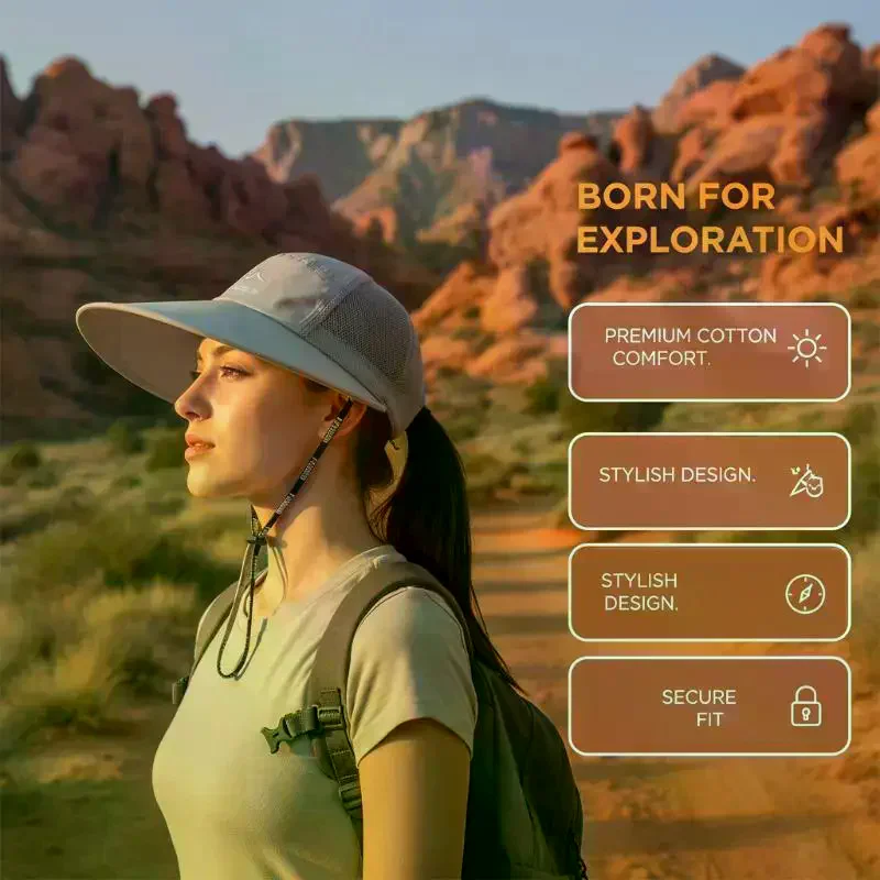 Men Women Quick Drying Extra Long Wide Baseball Caps Adjustable Breathable Mesh Snapback Hiking Trucker Visor Hat