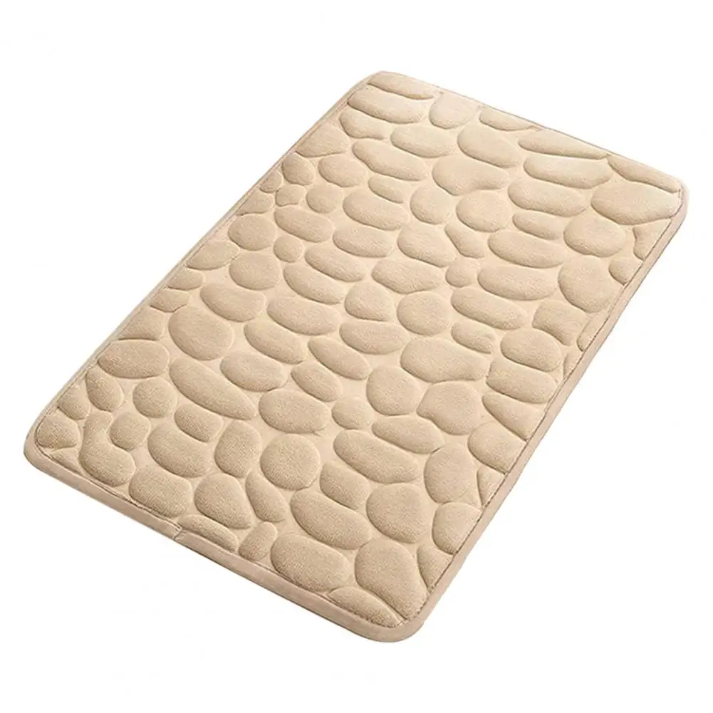 Non-slip Bathroom Rug Soft Absorbent Cartoon Pebble Bathroom Rug for Shower Bathtub Entryway Non-slip Odor-free Carpet Wooden