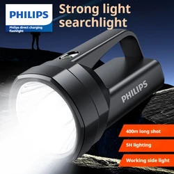 Philips High Power LED Flashlight Waterproof Torch Work Light Outdoor Searchlight 4 Lighting Modes Rechargeable Camping Light