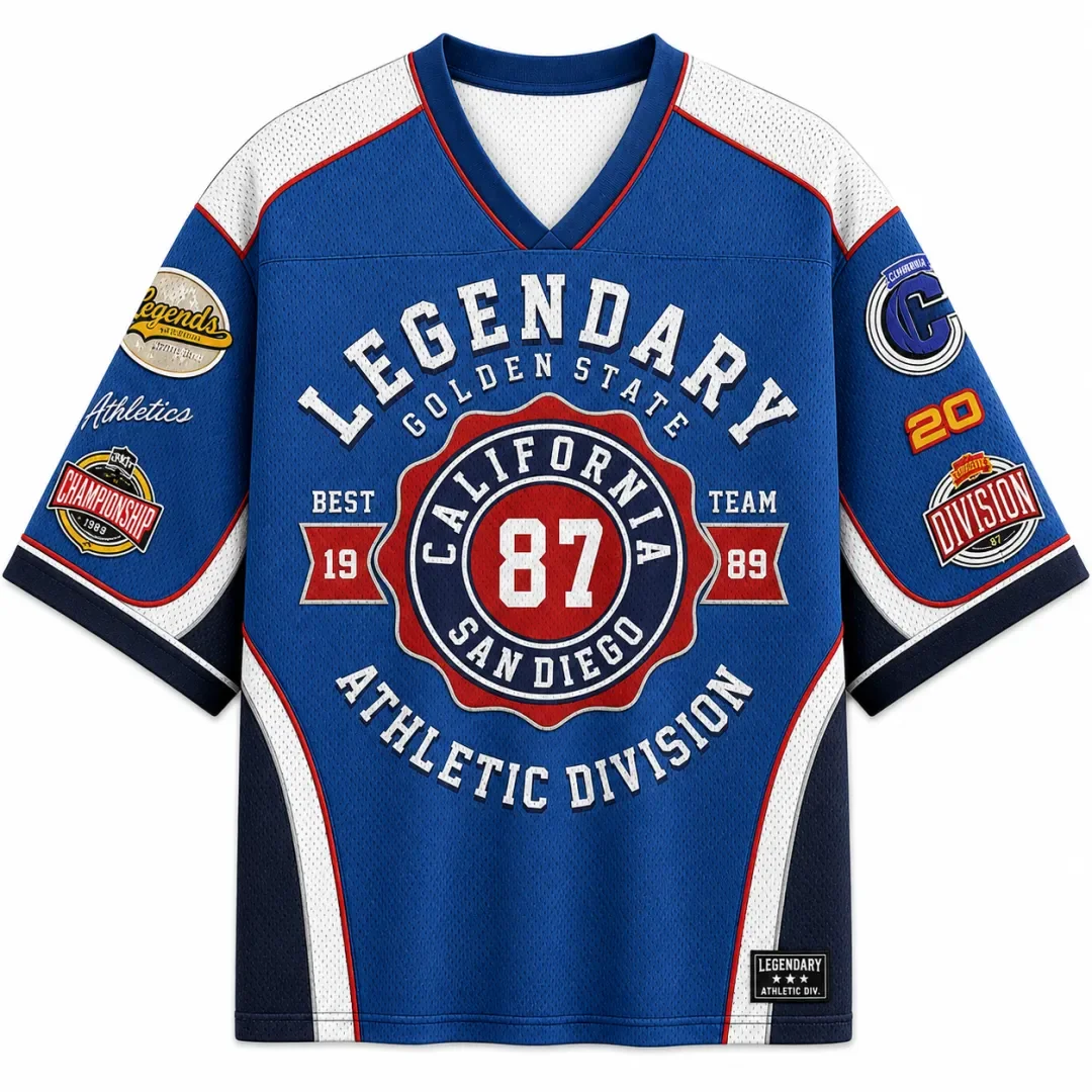 Legendary Golden State California San Diego Jersey Size 87 Blue V-neck Breathable Mesh Sports Casual Street Style T-shirt