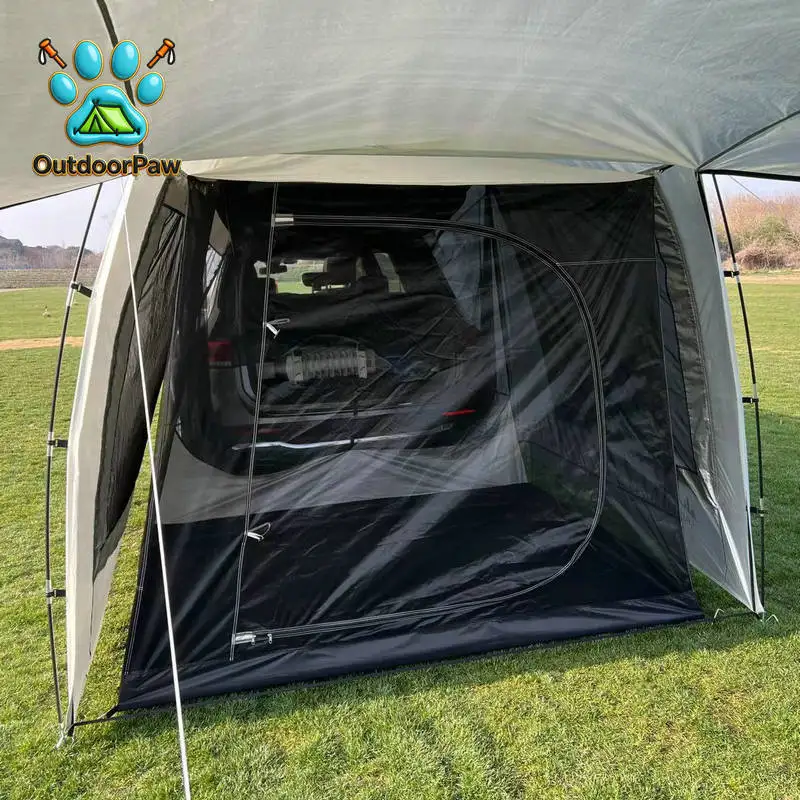 Single & Double Layers(Include Mesh)Car Rear Tent Extension Waterproof Trailer Shelter Canopy Trunk Tail Self-driving Sunshade