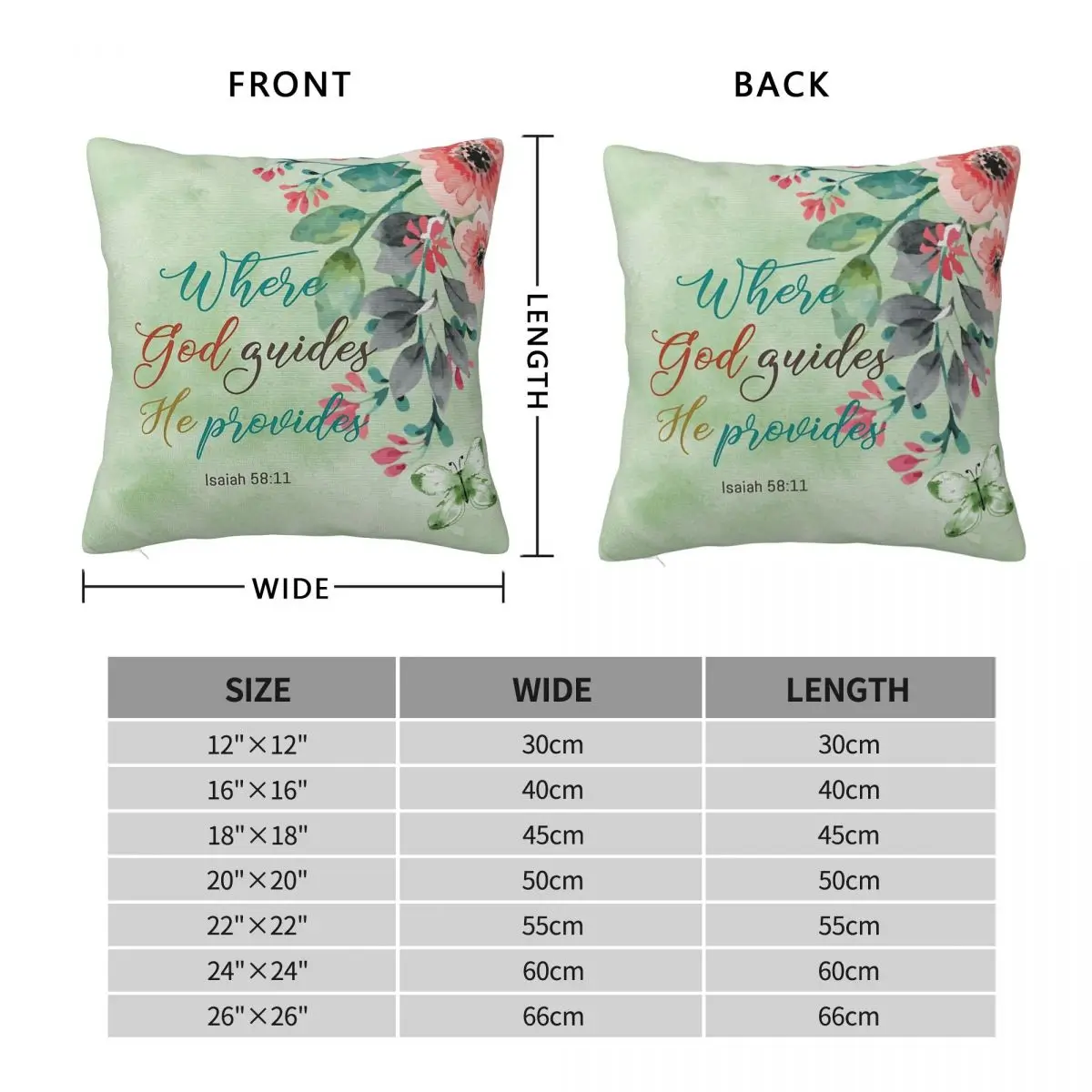 Where God Guides He Provides Square Pillowcase Polyester Linen Velvet Creative Zip Decor Room Cushion Cover