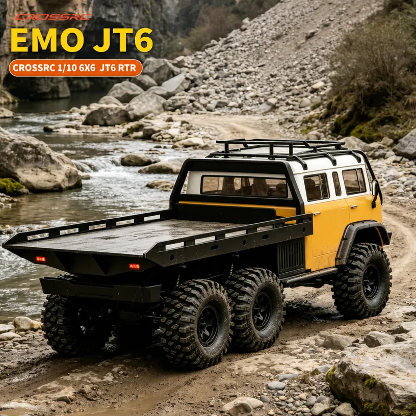 CROSSRC EMO JT6 Climbing Car Flatbed Car Trailer Crossing RC Remote Control Model 6WD Low Center Of Gravity Off-Road Vehicle JT6