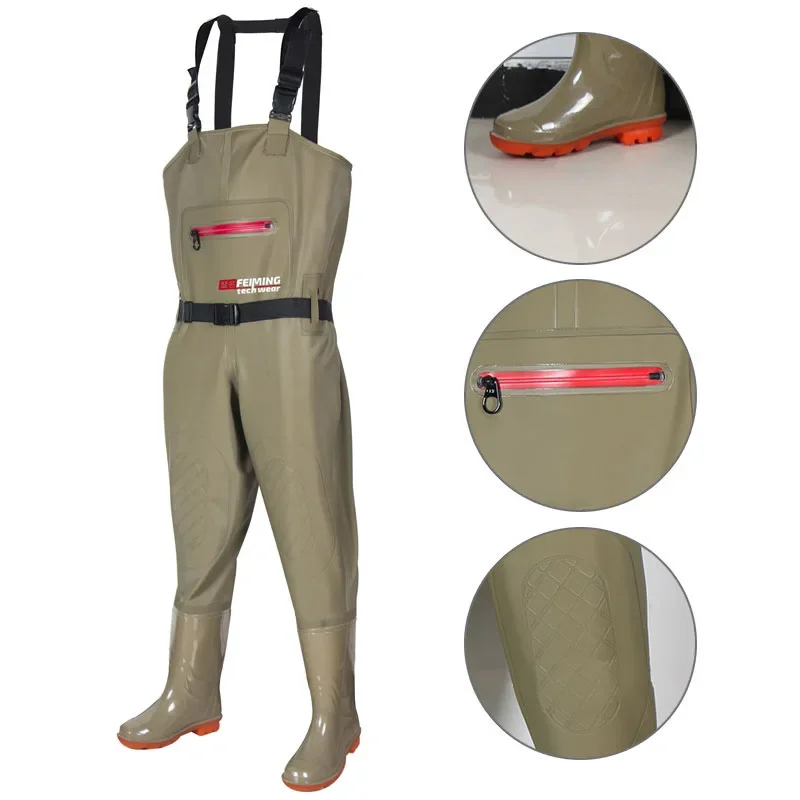 PVC Fly Fishing Waders Chest Waders Durable Outdoor Fish Overalls Pants Lure Adult Men Women River