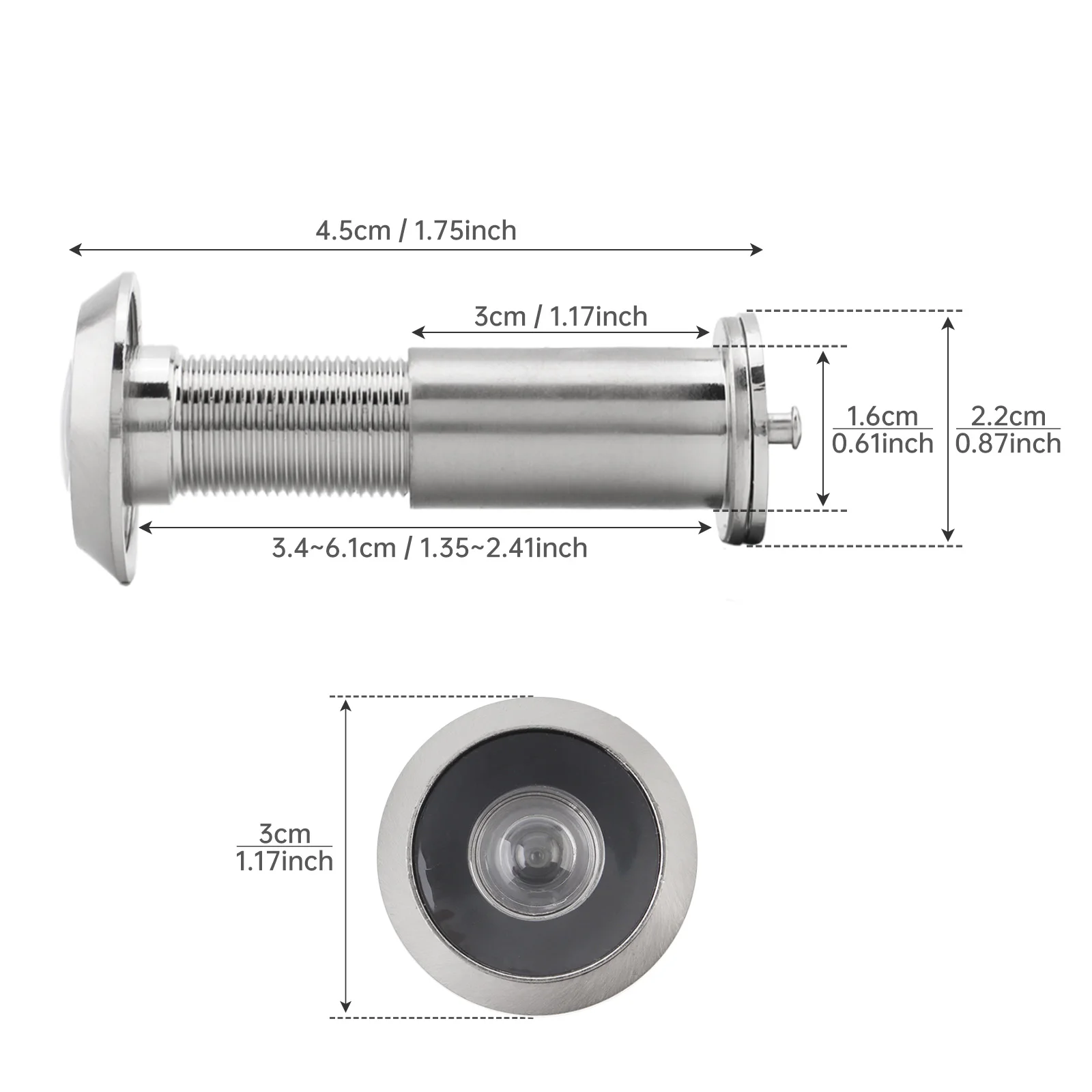 Zinc Alloy 200 Degree Door Viewer Peephole for 40-65mm Door with Rotating Privacy Cover, Brushed Nickel Security Peek Peep Holes