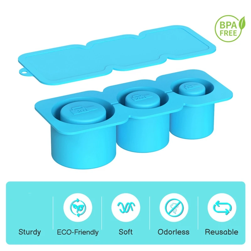 Ice-Cube Tray For Cup Tumbler Cup, Cylinder-Shaped Silicone Ice Mold With Lid For Freezer