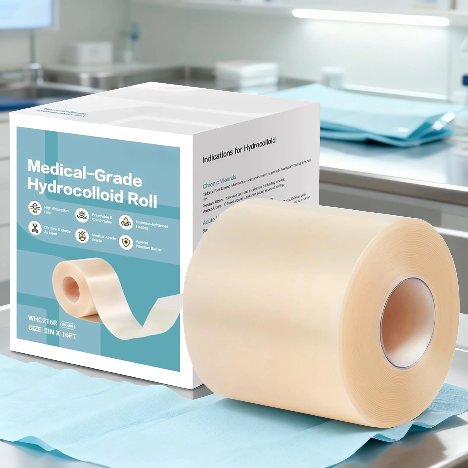 

1 рулон гидроколлоидного рулона для ухода за ранами, гидроколлоидные пластыри, самоклеящиеся повязки для боли в кровати, высокопоглощающие для ожогов