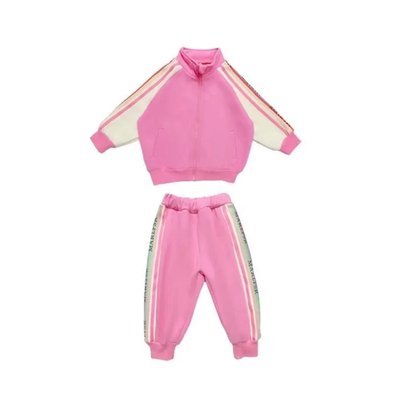 Girls Autumn And Winter Suit 2024 New Children\'s Fleece-Lined Sports Casual Jacket Baby Clothing Two-Piece Suit Kids Outfits