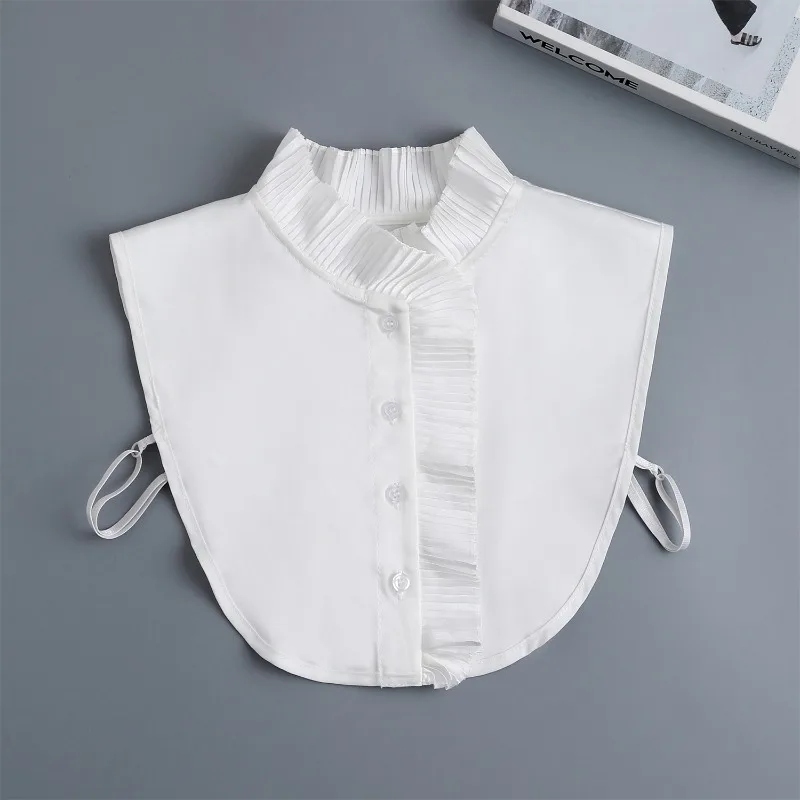 여성용 우아한 주름 장식 가짜 칼라, 탈부착 가능한 레이스 스탠드 칼라, 여성용 탈부착 가능한 넥타이 칼라