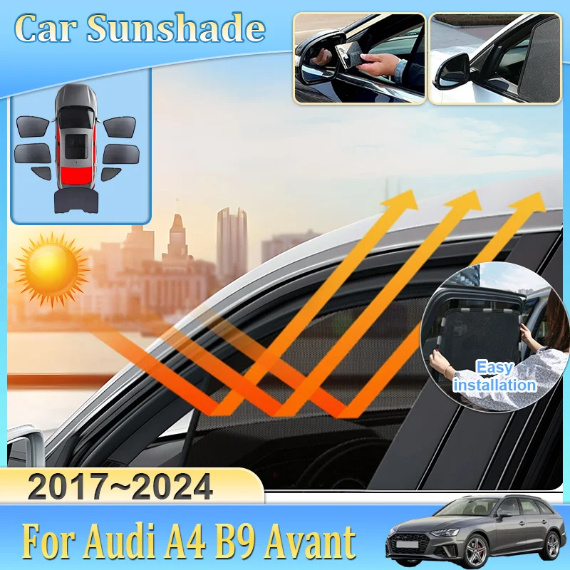 

Солнцезащитная шторка для автомобиля Audi A4 B9 Avant 2017-2024 2020, сетчатая, с защитой от УФ-излучения, теплоизоляционная, для лобового стекла, автомобильные аксессуары