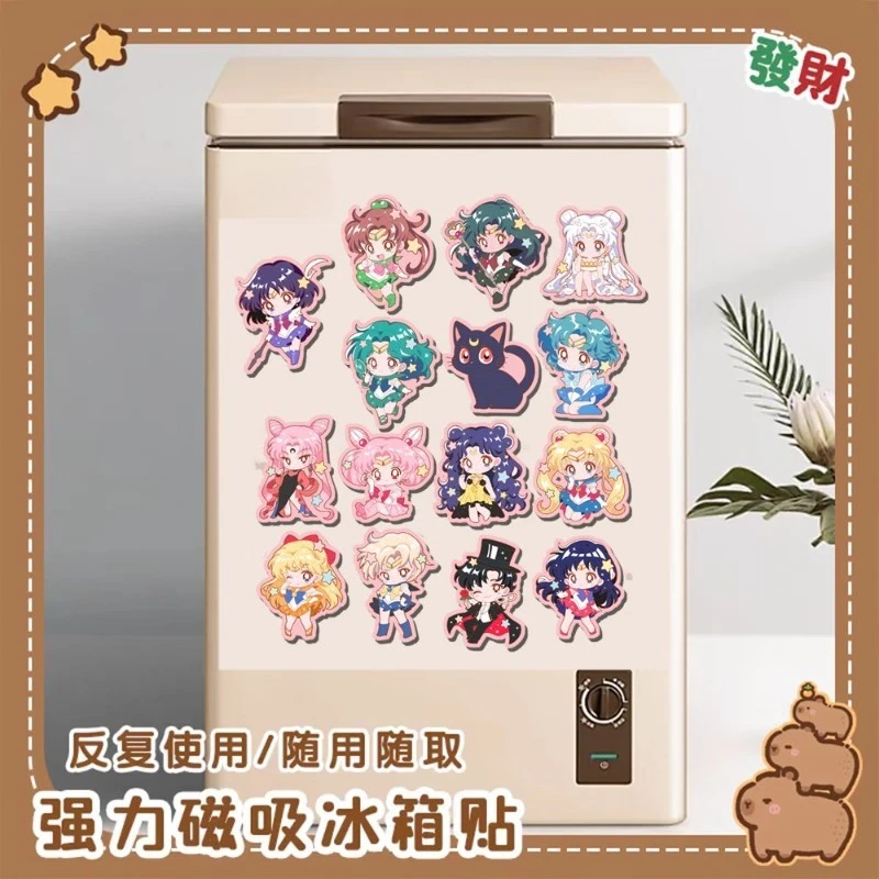Sailor Moon Tsukino Usagi Chiba Mamoru anime-themed cute magnetic stickers home fridge and cabinet DIY decoration Exquisite gift