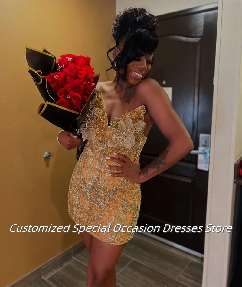 فاخر مطرز زين قصير حورية البحر فستان حفلة عيد ميلاد فساتين حفلة موسيقية للإناث فساتين العودة للوطن فستان كوكتيل مخصص