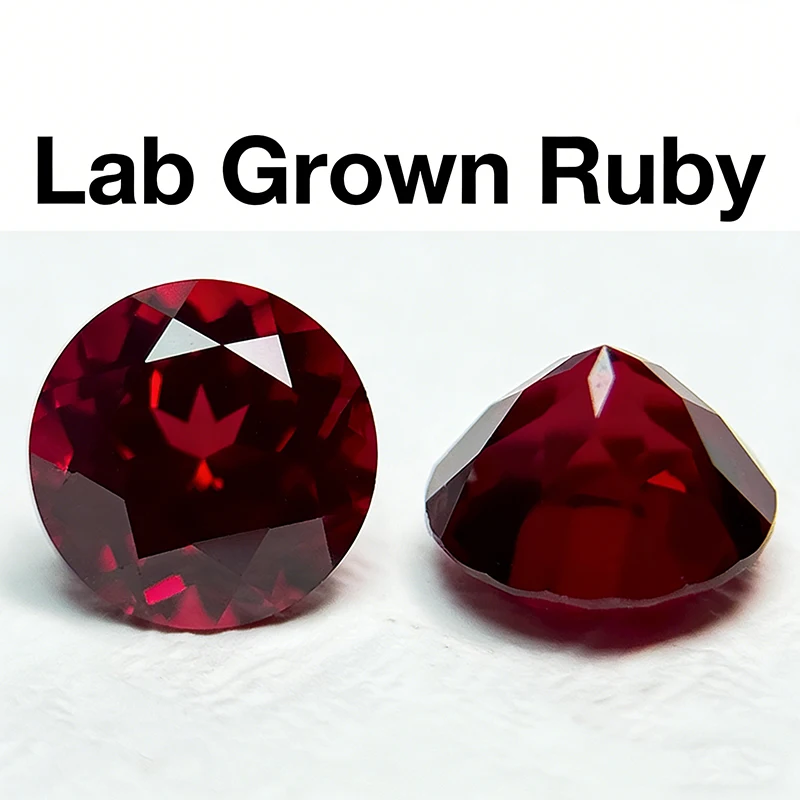 Laborgezüchteter Rubin in Taubenblutrot, runde Form, Charm-Perlen für DIY-Schmuckherstellung, Ringmaterialien, mit Zertifikat – Detail 4