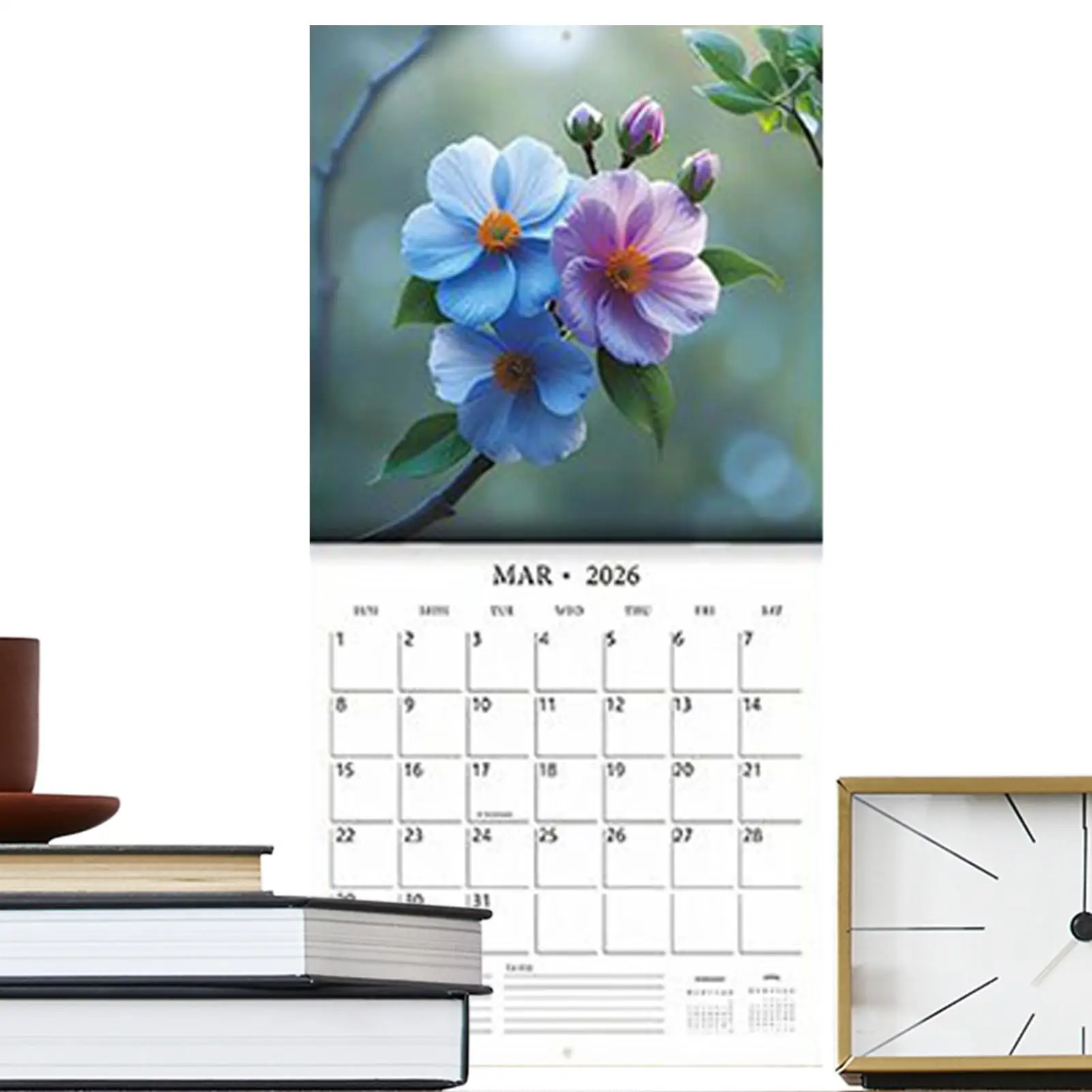 Floral Calendar Cute Wall Calendar 2026 Monthly Date Planning Tool Aesthetic For Cubicle Car School Kitchen Travel Classroom