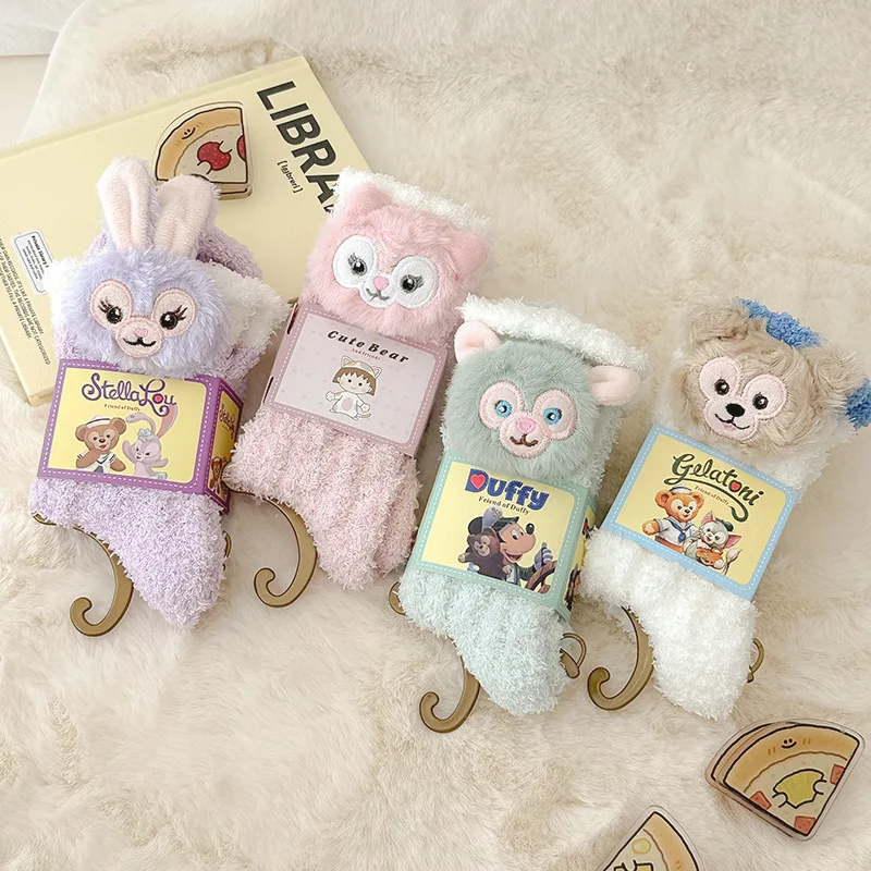 Cartoon LinaBell Plush Socks StellaLou Plush Cute Home Sleeping Socks Warm Floor Socks Coral Velvet Women's Sweet Home Comfort