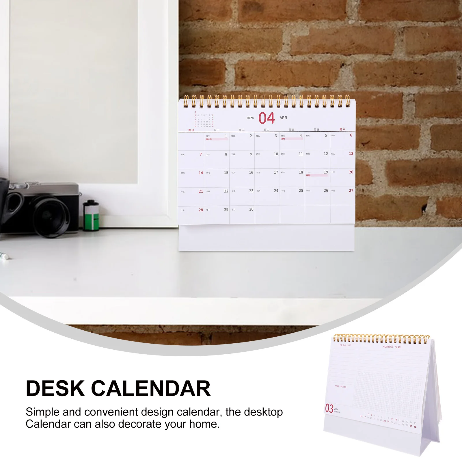 

Simple Desk Calendar 2024 Stylish Thick Material Home Office Standing Monthly Flip Planner Daily Reminder Desktop Calendar