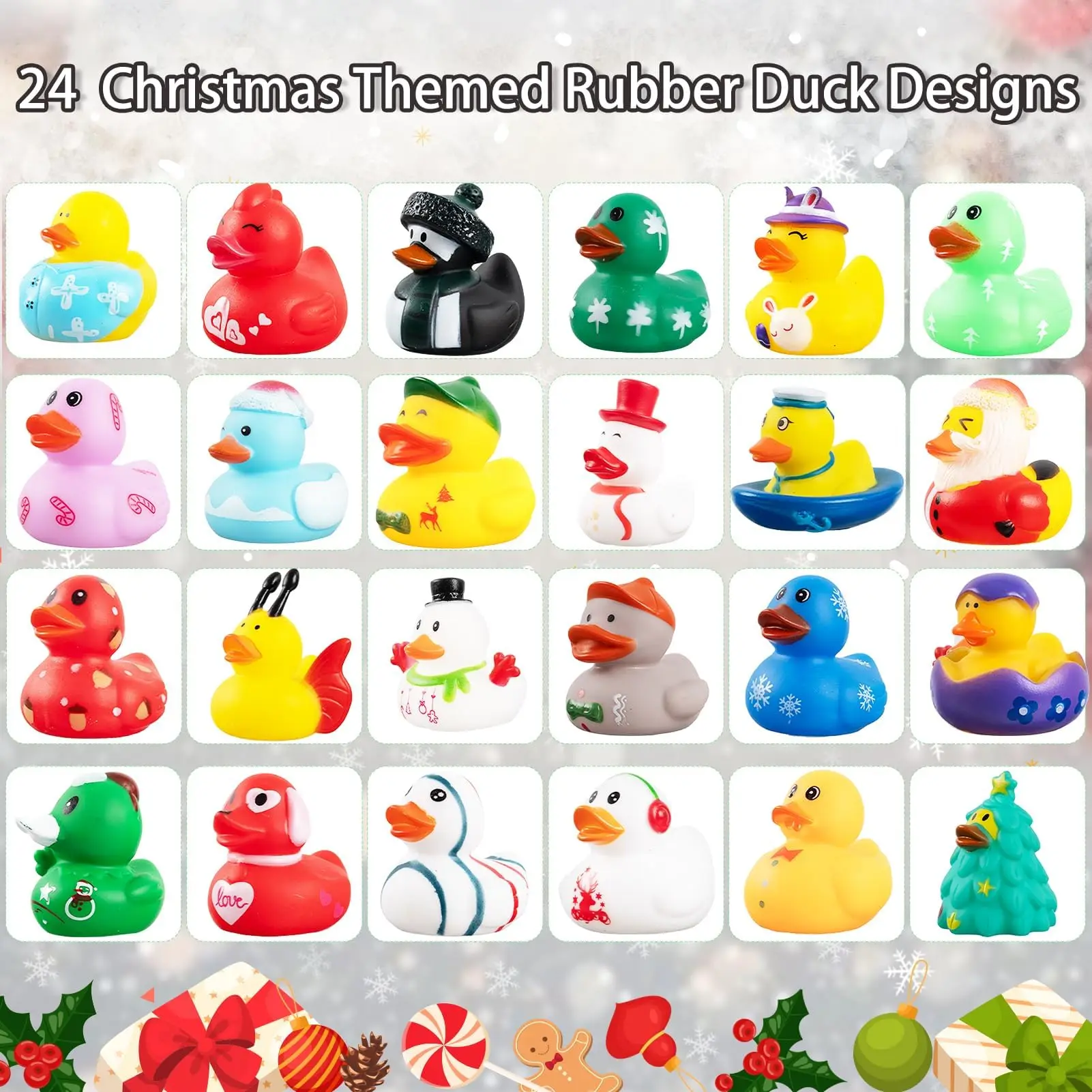 2024 Advent Calendar Christmas Ducks-24 Days Christmas Rubber Duck Surprises Countdown Gift for Toddlers Boys Girls,Christmas Co